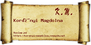 Korányi Magdolna névjegykártya
