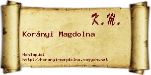 Korányi Magdolna névjegykártya